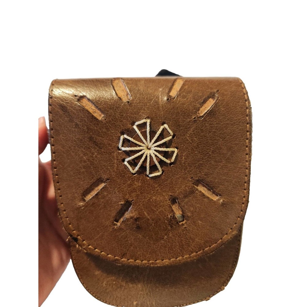 Vtg 70's Leather Wrist Arm Band Motorcycle Biker Bag Pouch Phone Holder Wallet